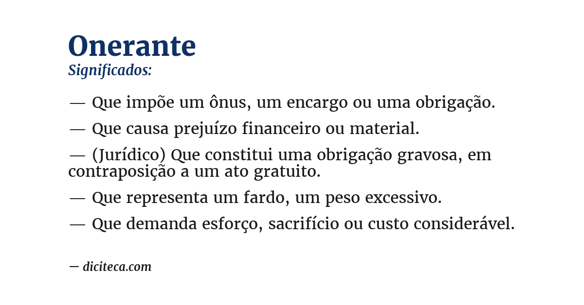 Significado de onerante