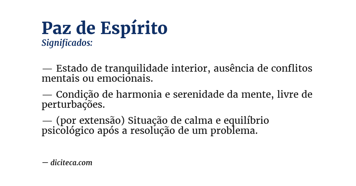 Significado de paz de espírito