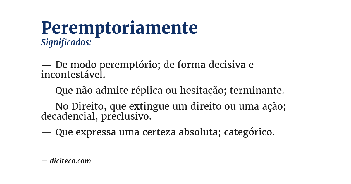 Significado de peremptoriamente