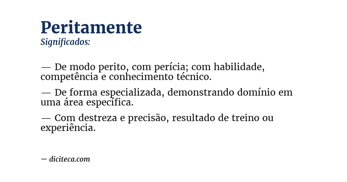 Significado de peritamente