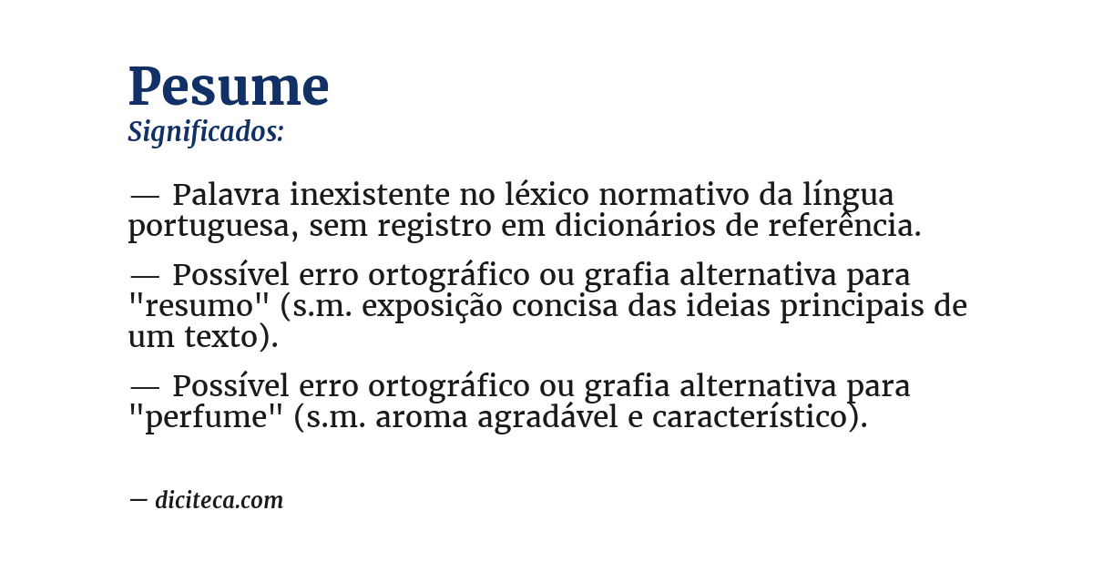 Significado de pesume