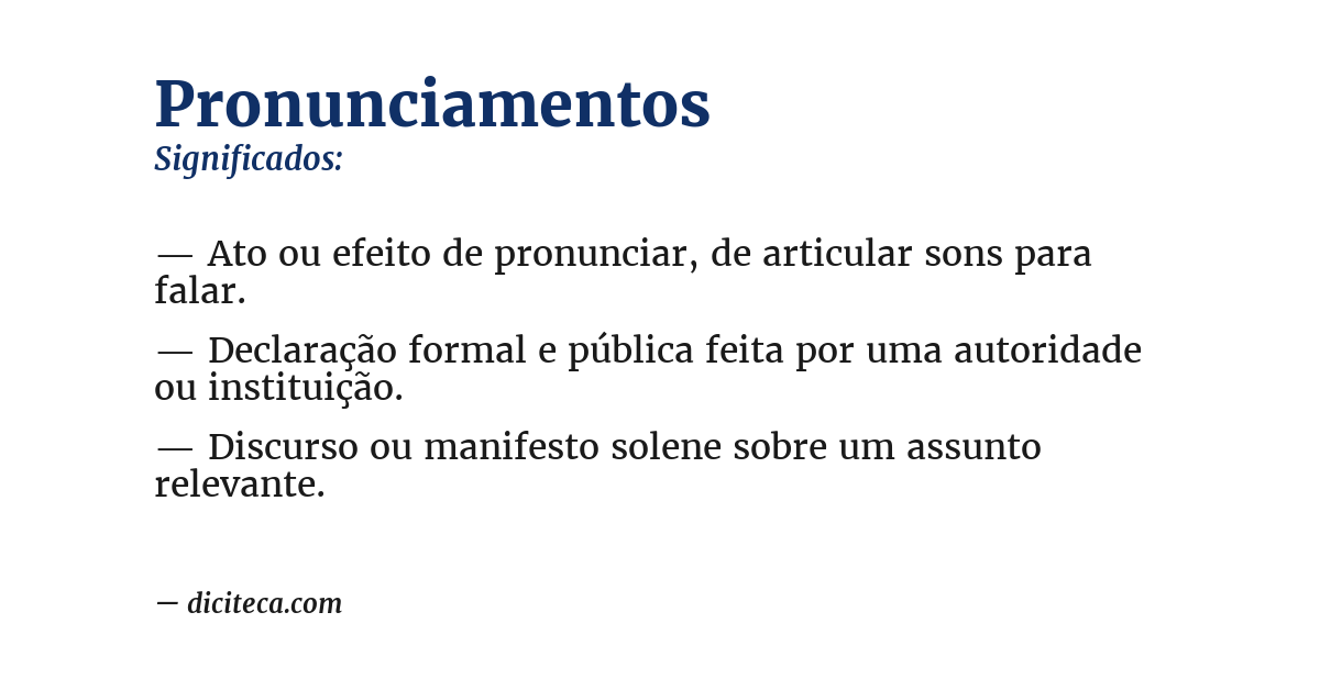 Significado de pronunciamentos