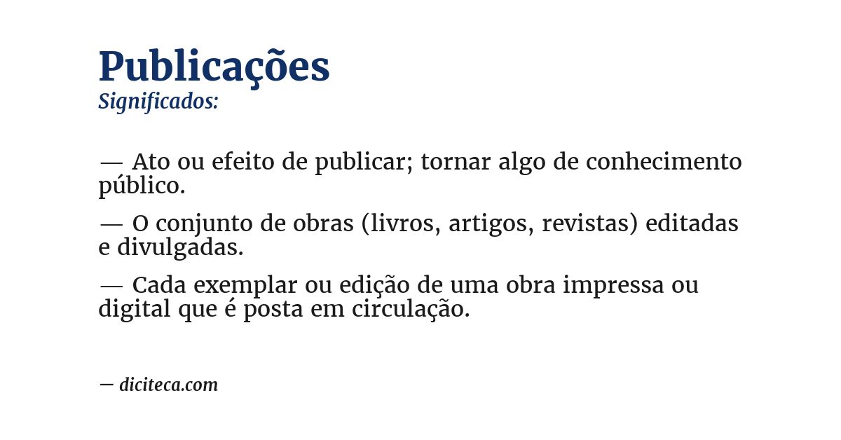 Significado de publicações