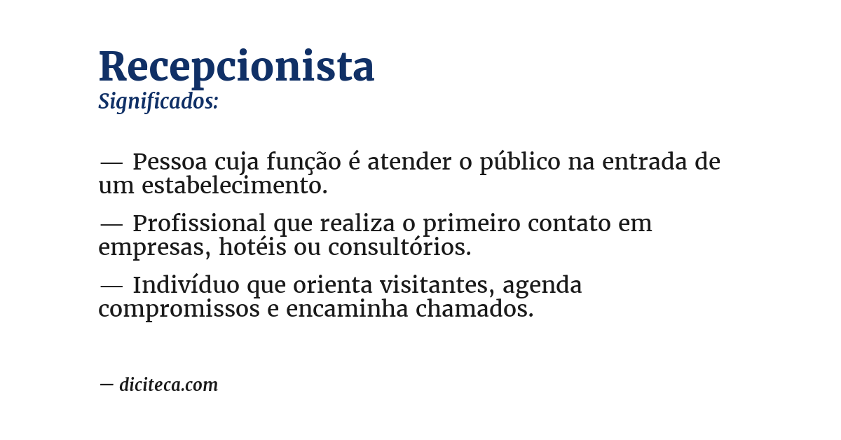 Significado de recepcionista