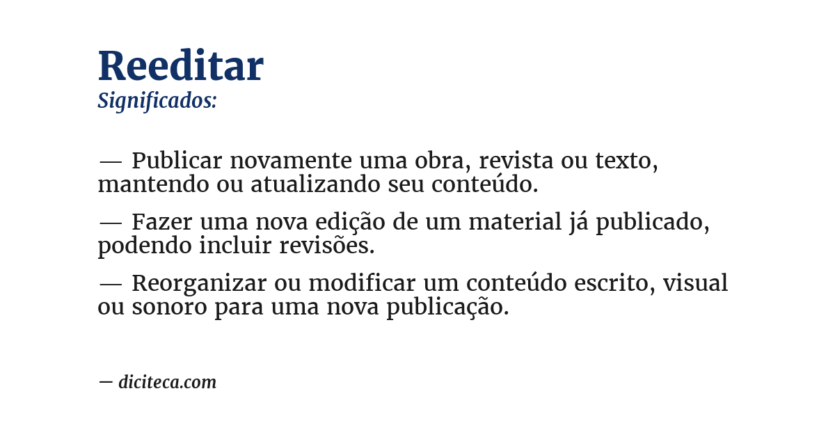 Significado de reeditar