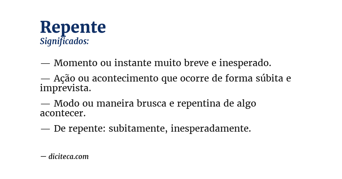 Significado de repente