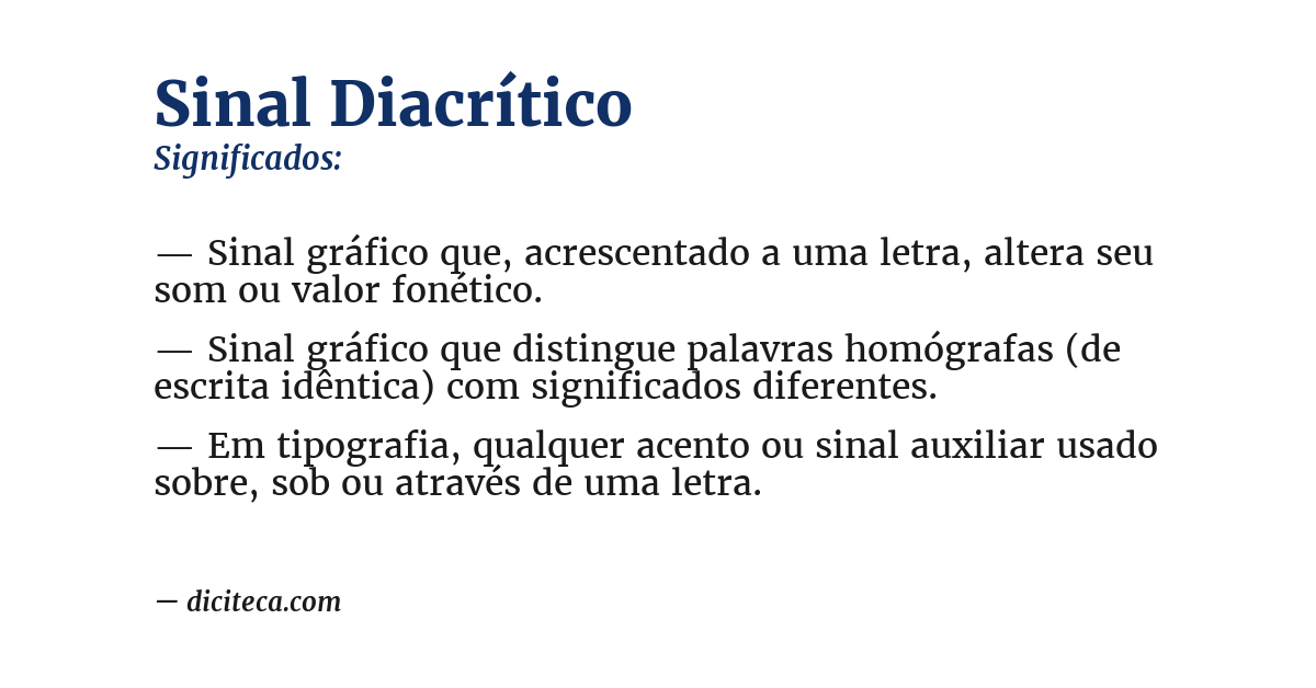 Significado de sinal diacrítico