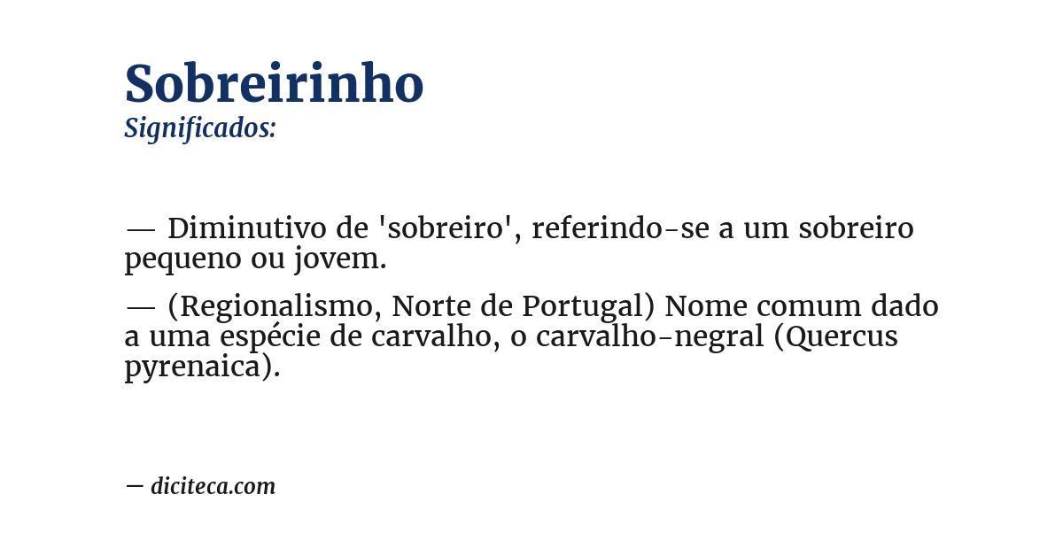 Significado de sobreirinho