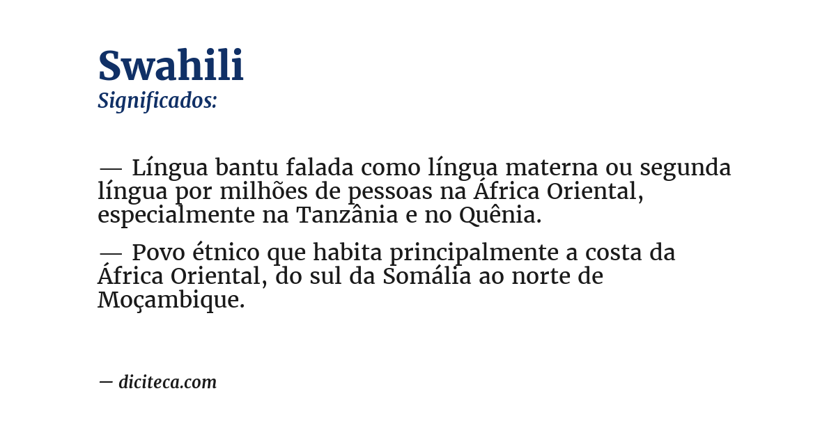 Significado de swahili