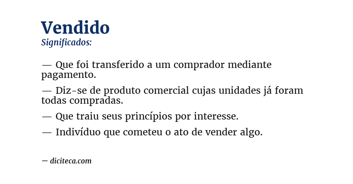Significado de vendido