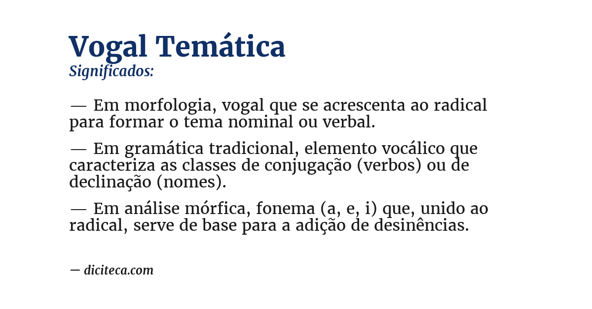 Significado de vogal temática
