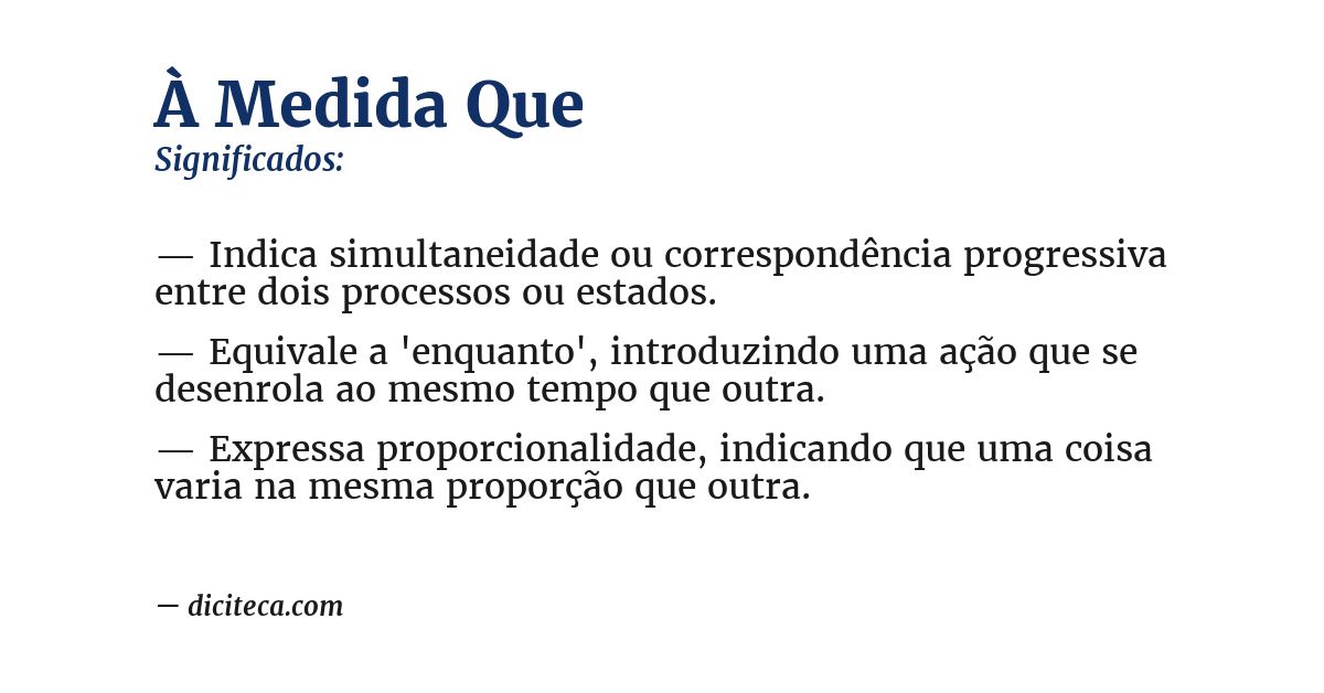 Significado de à medida que