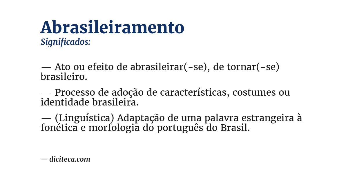 Significado de abrasileiramento
