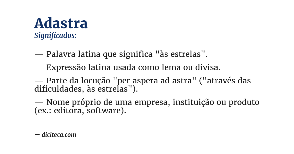 Significado de adastra