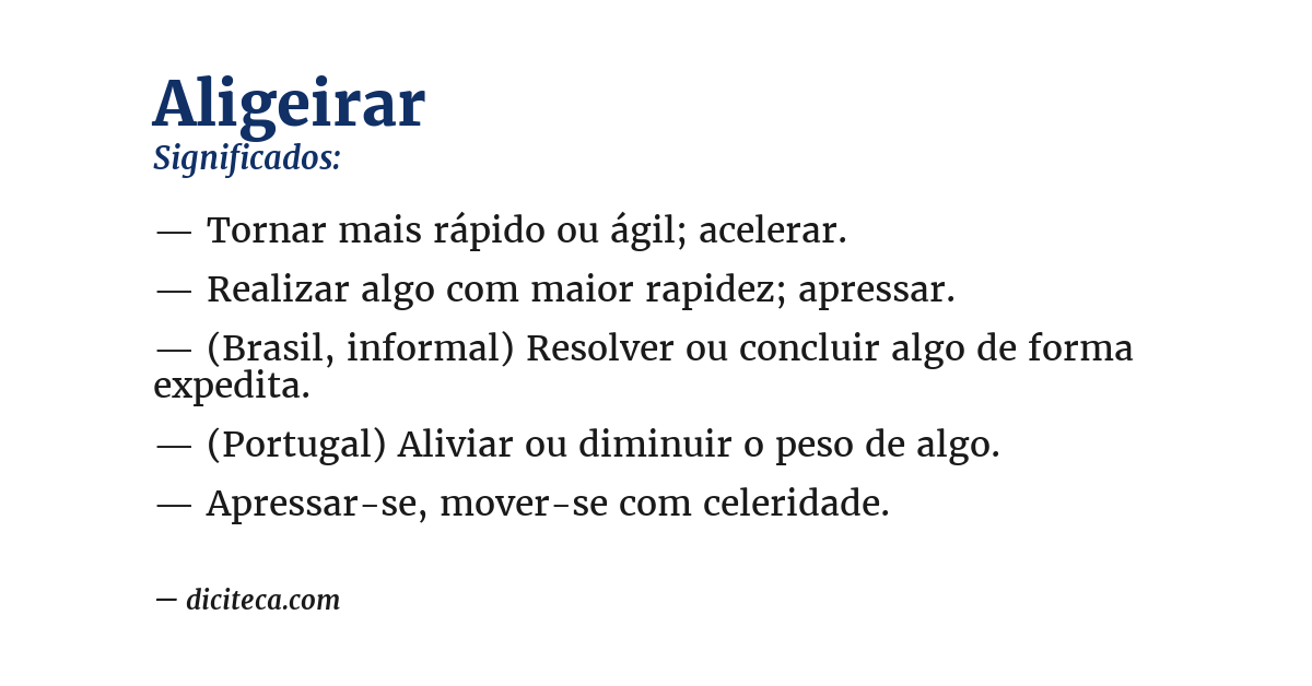 Significado de aligeirar