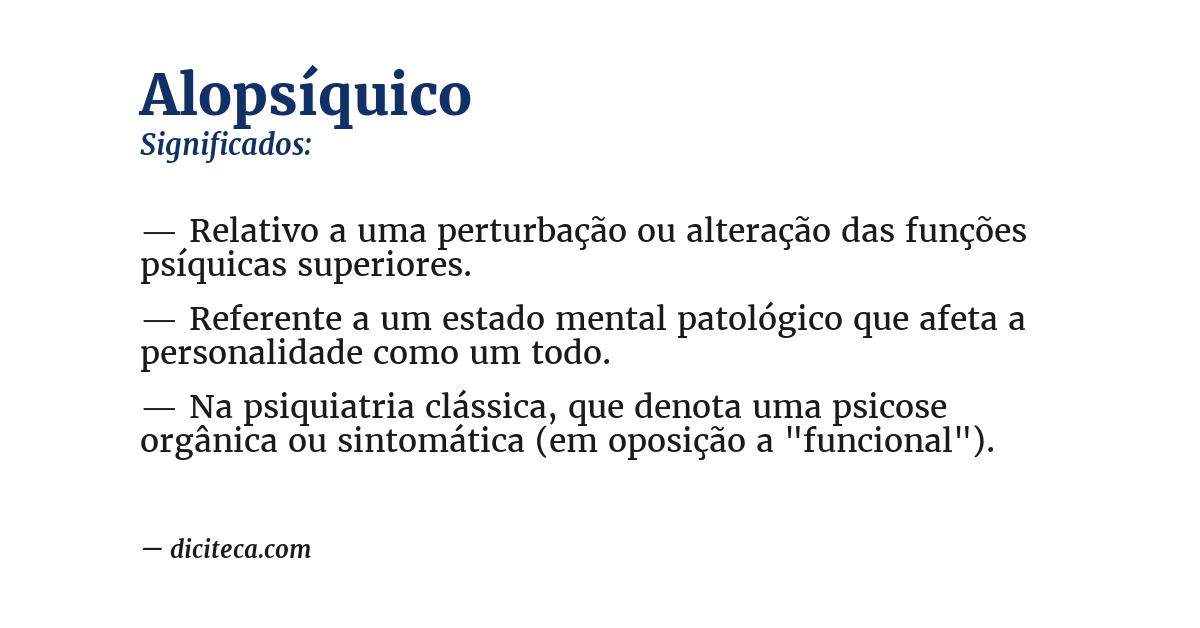 Significado de alopsíquico