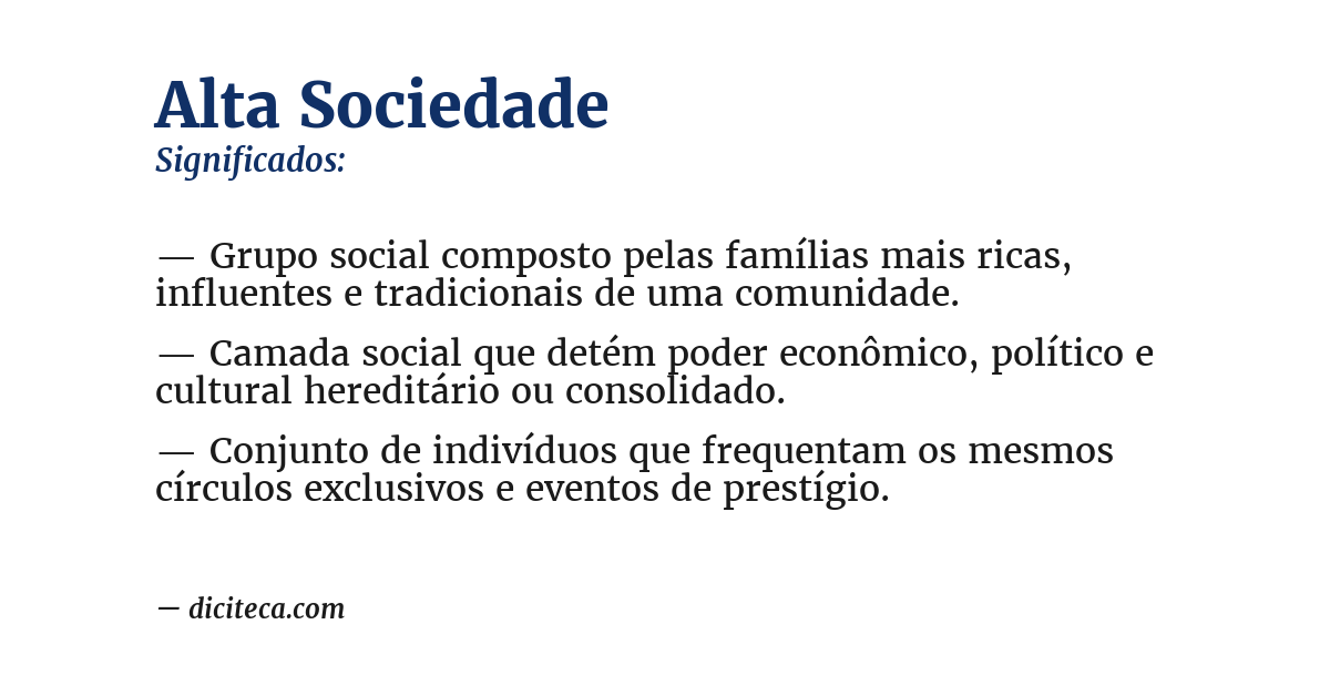 Significado de alta sociedade