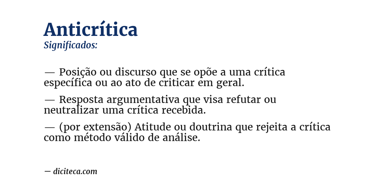 Significado de anticrítica