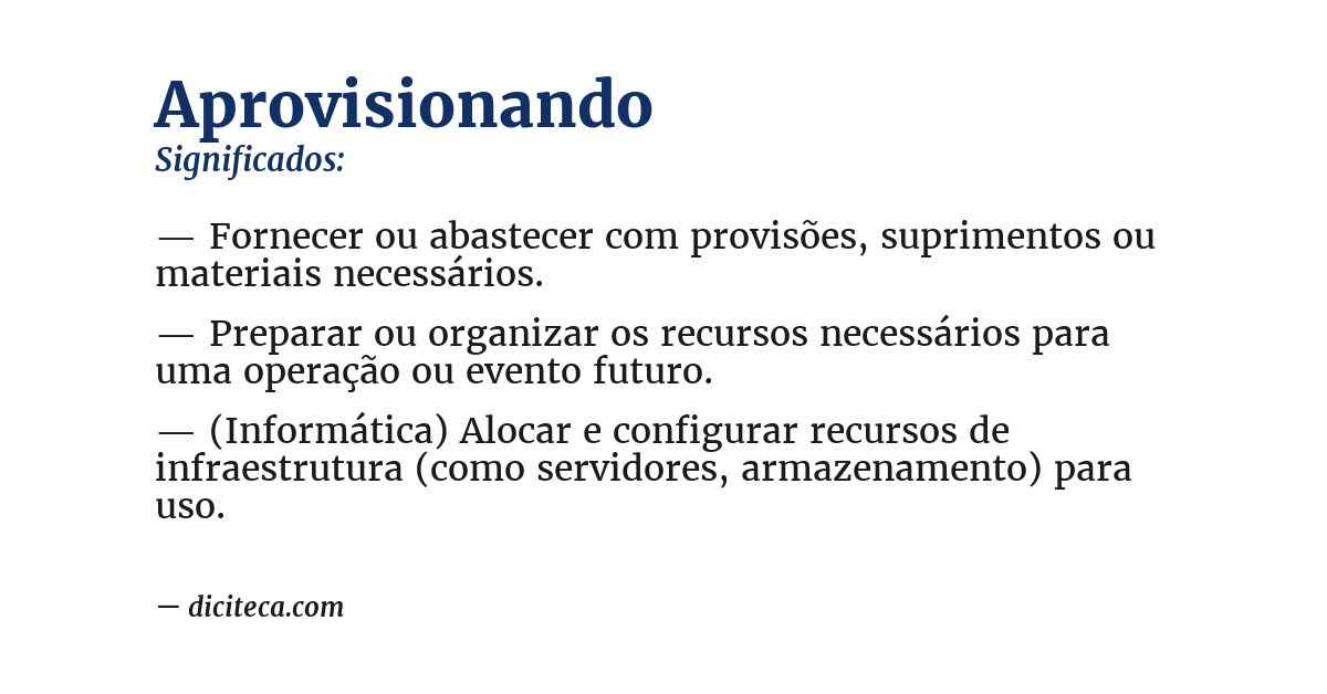 Significado de aprovisionando