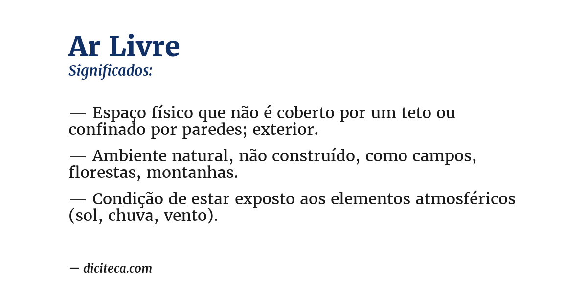 Significado de ar livre
