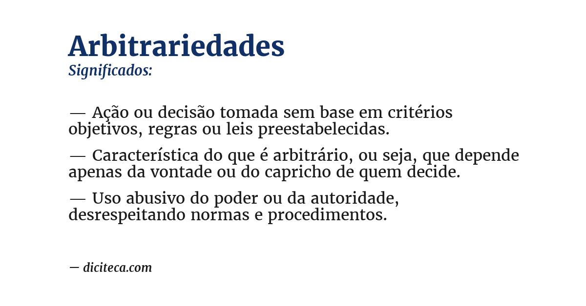 Significado de arbitrariedades