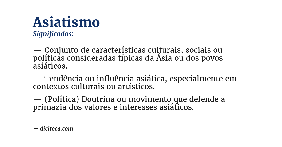 Significado de asiatismo