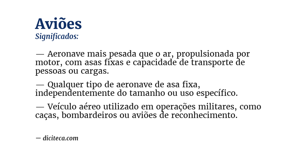 Significado de aviões