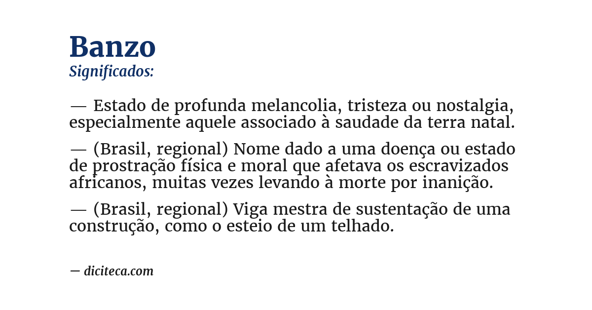 Significado de banzo