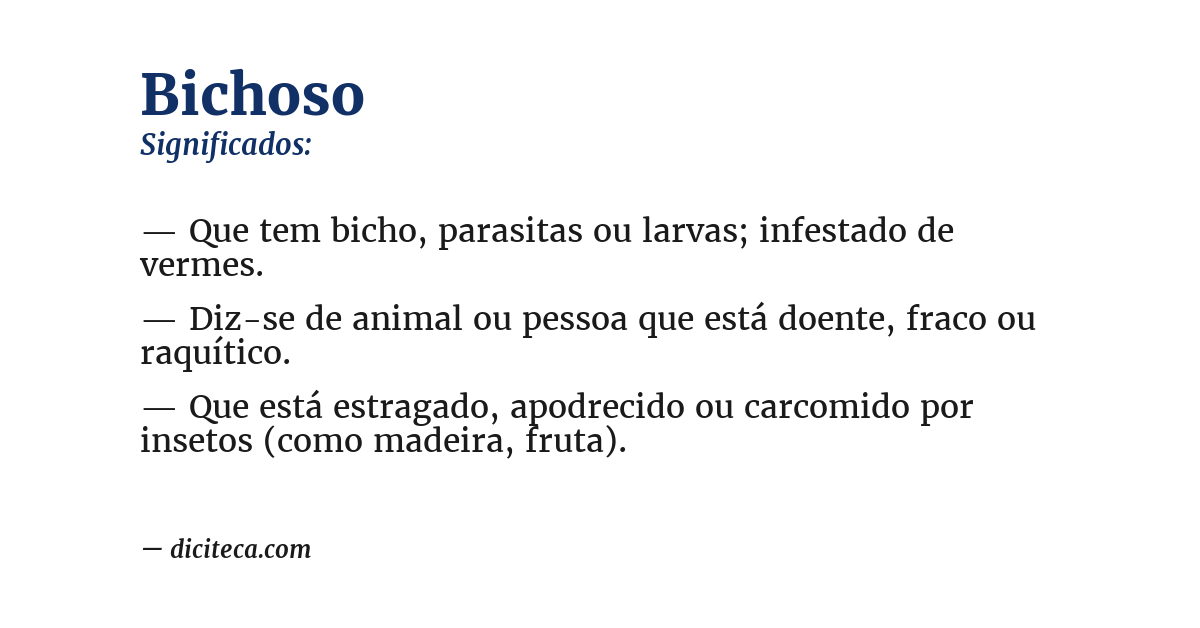 Significado de bichoso