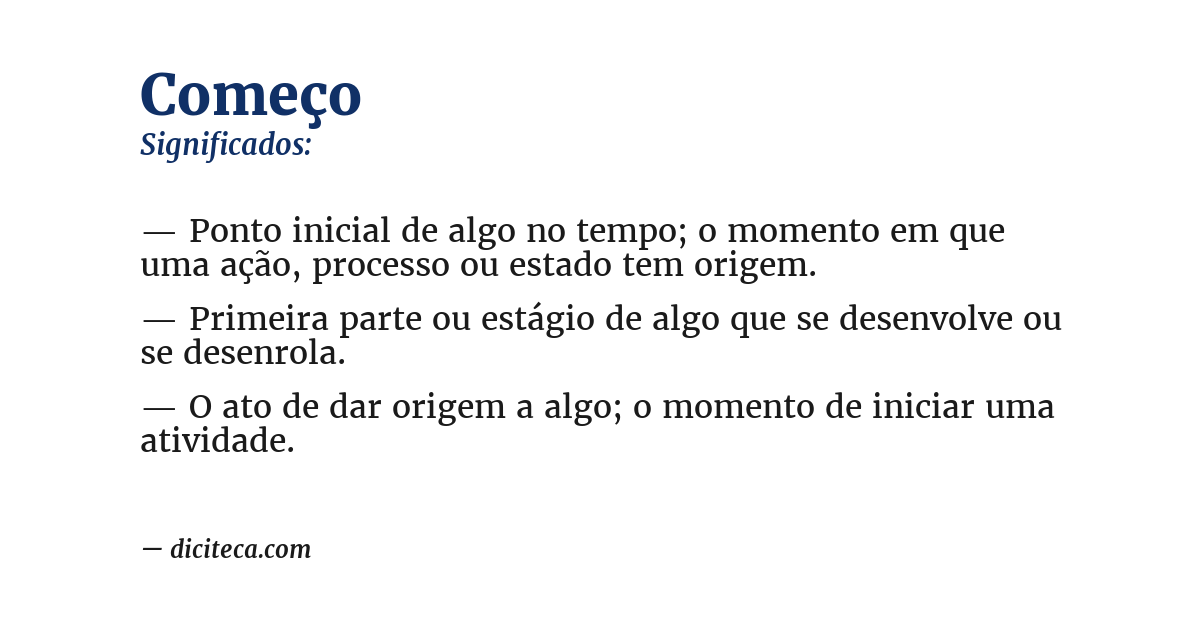 Significado de começo