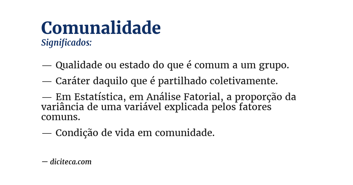 Significado de comunalidade
