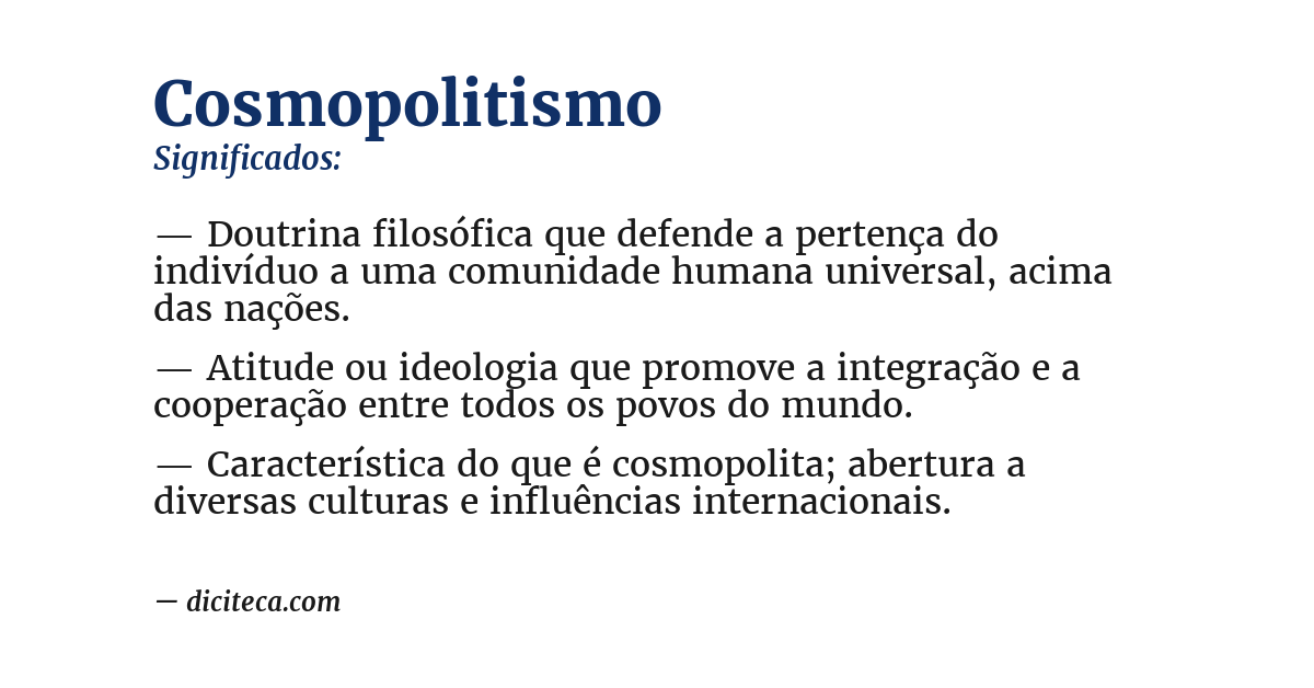Significado de cosmopolitismo