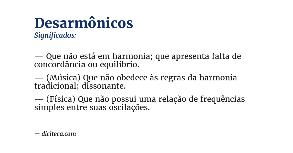 Significado de desarmônicos