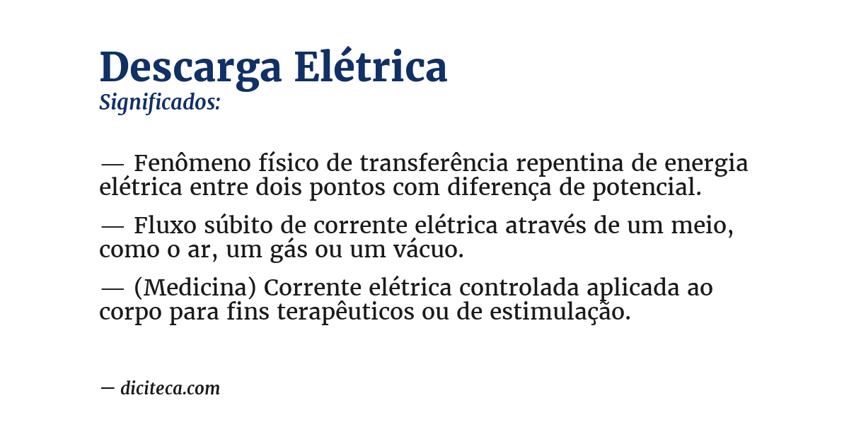 Significado de descarga elétrica