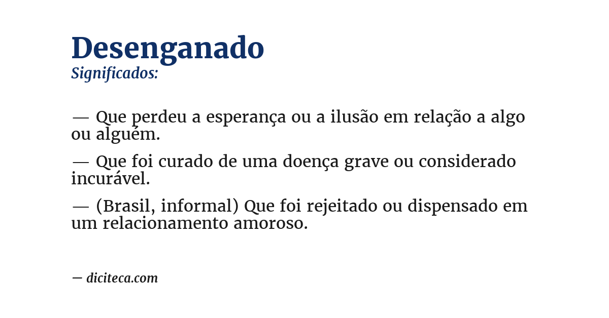 Significado de desenganado