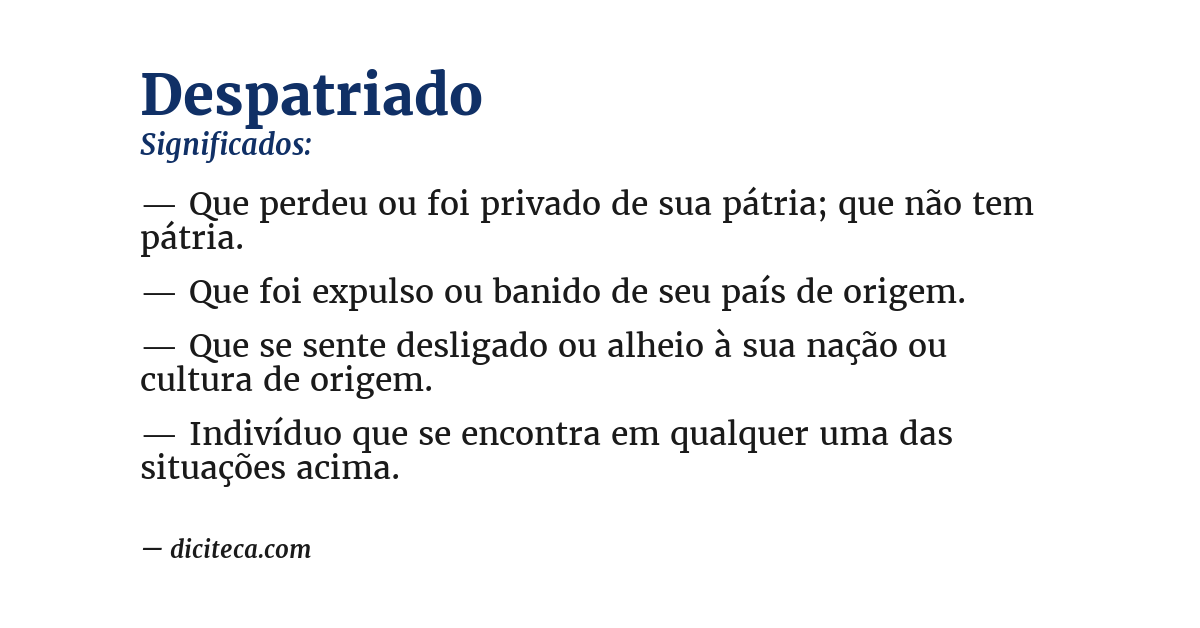 Significado de despatriado