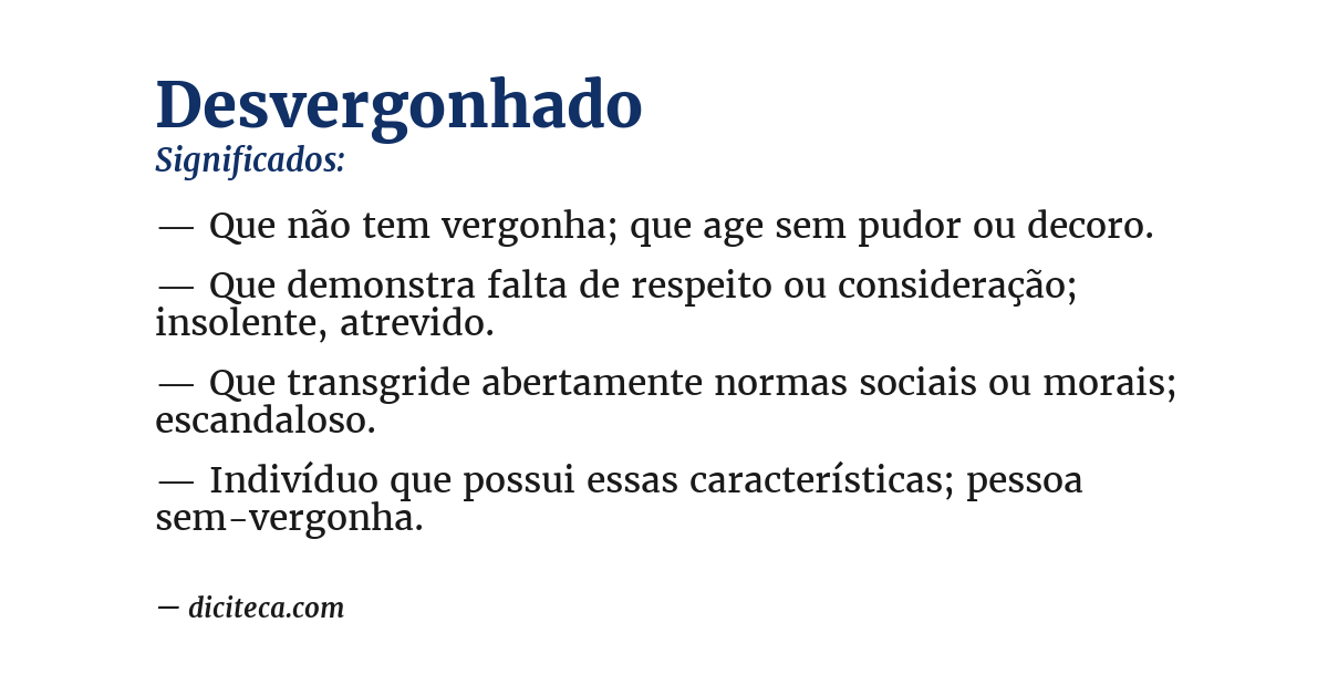 Significado de desvergonhado