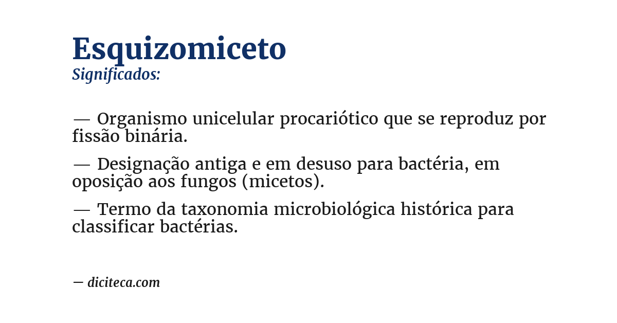 Significado de esquizomiceto
