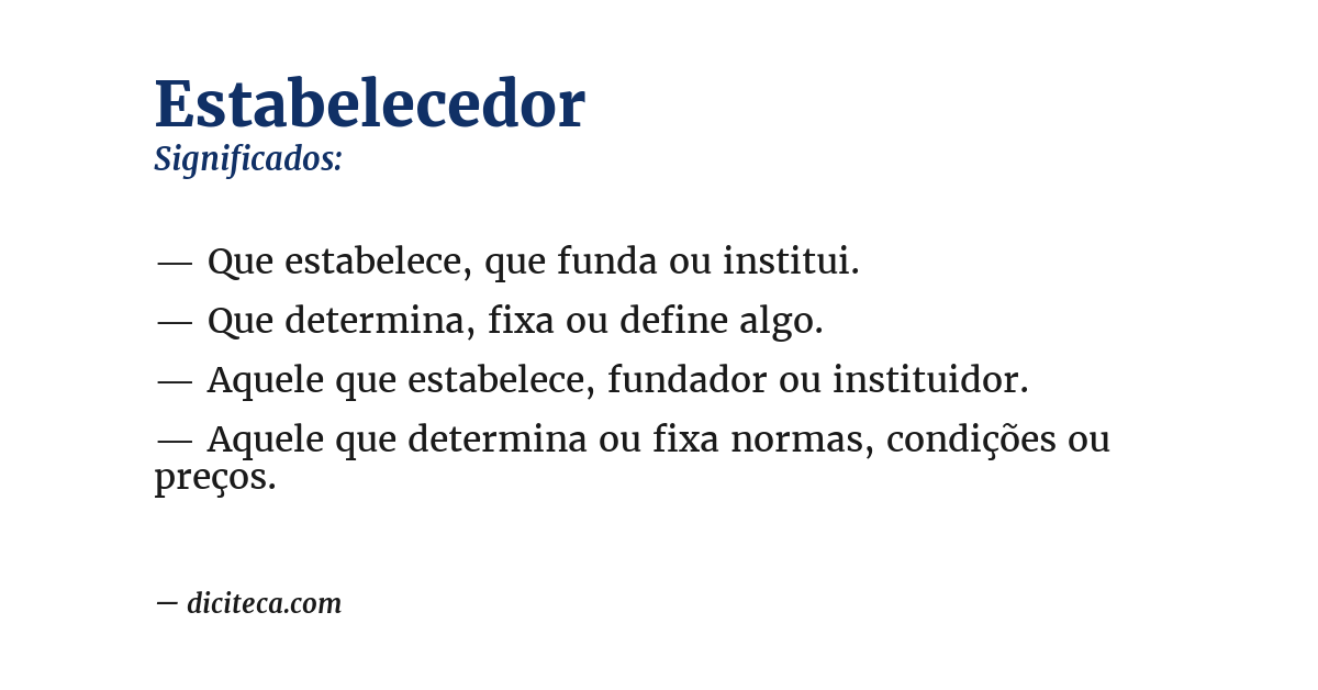 Significado de estabelecedor