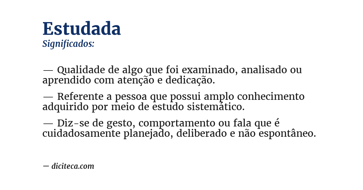 Significado de estudada