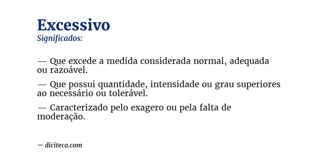 Significado de excessivo