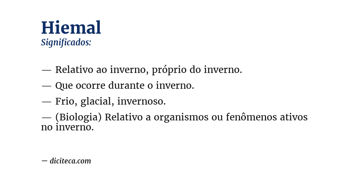 Significado de hiemal