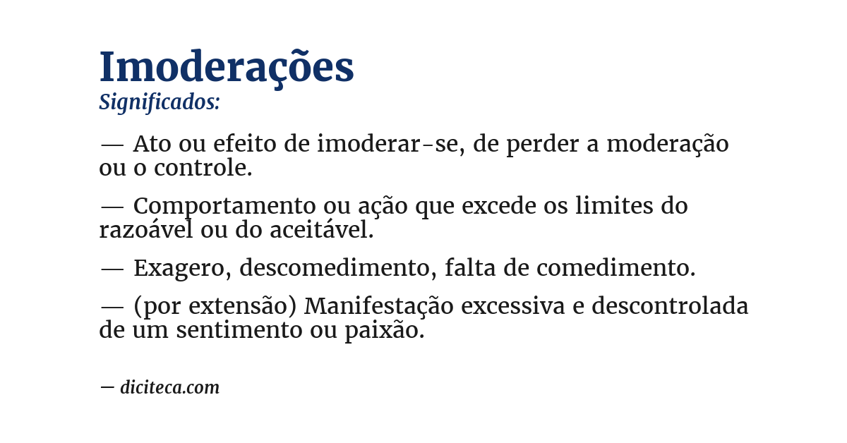 Significado de imoderações