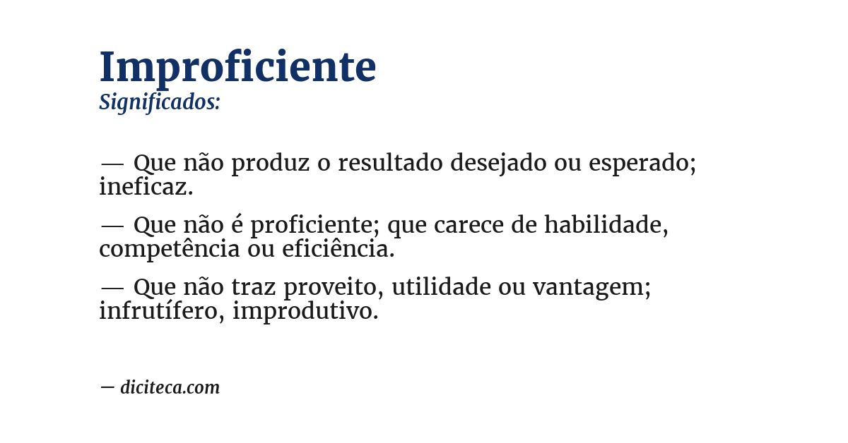 Significado de improficiente
