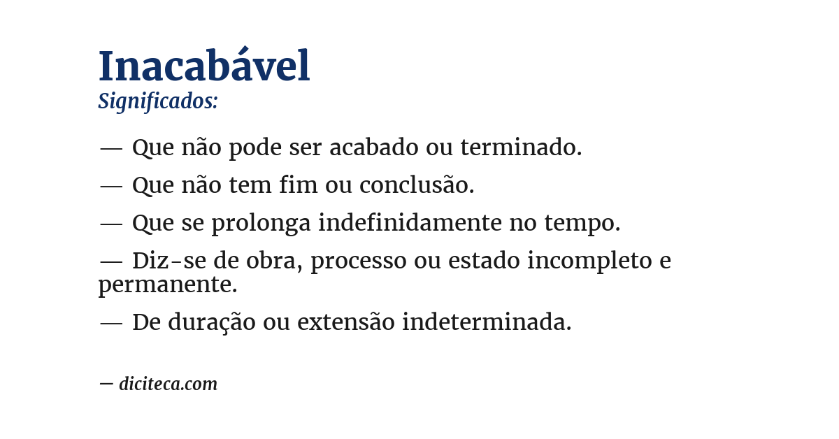 Significado de inacabável