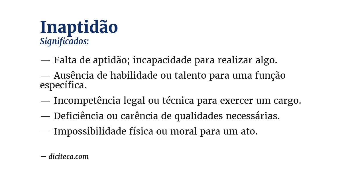 Significado de inaptidão