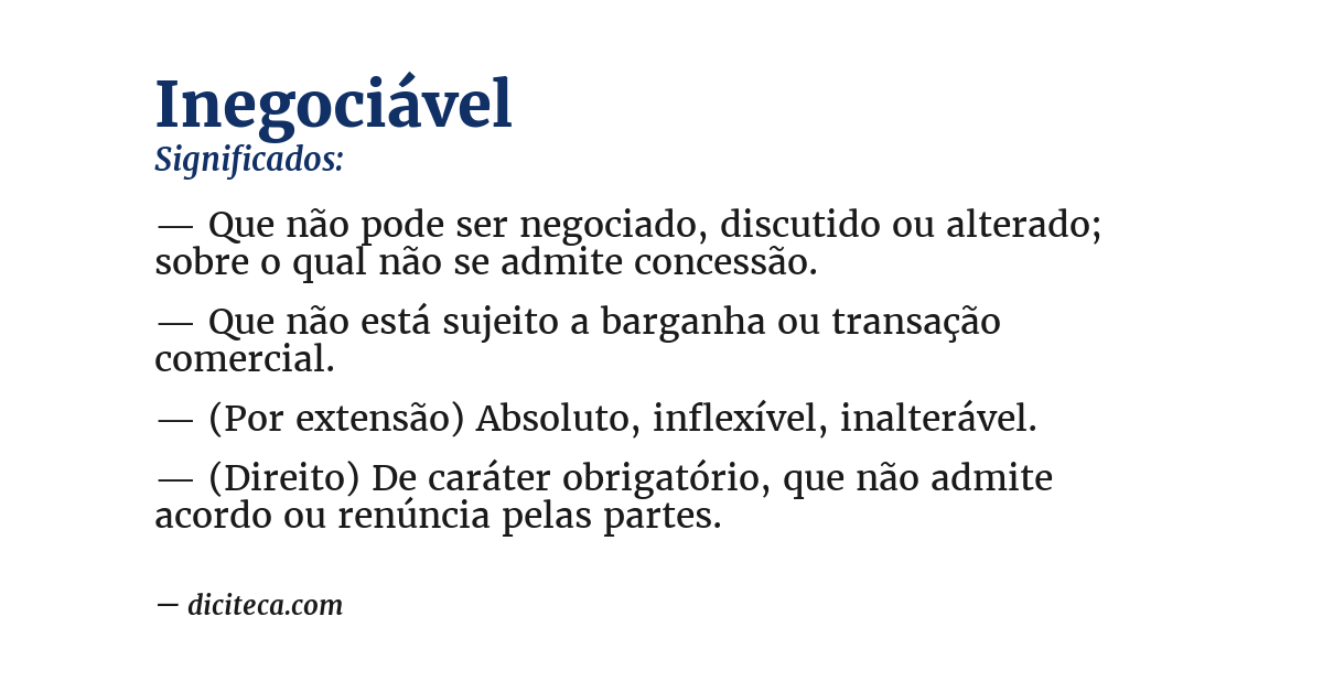 Significado de inegociável