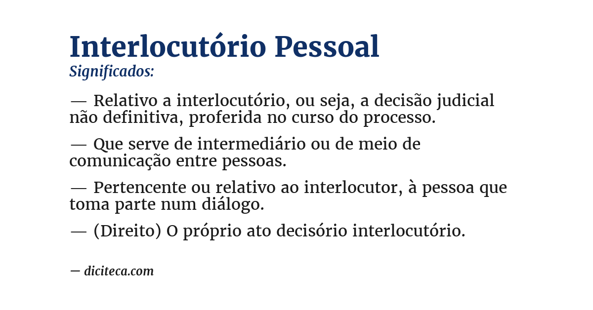 Significado de interlocutório pessoal