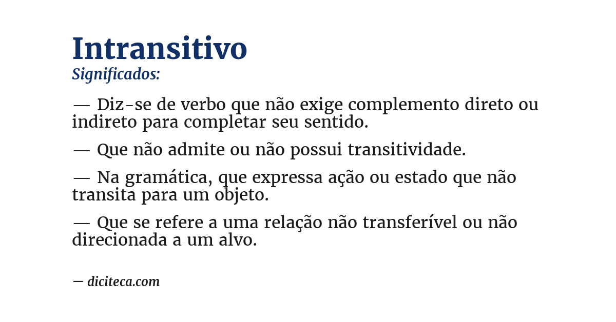 Significado de intransitivo