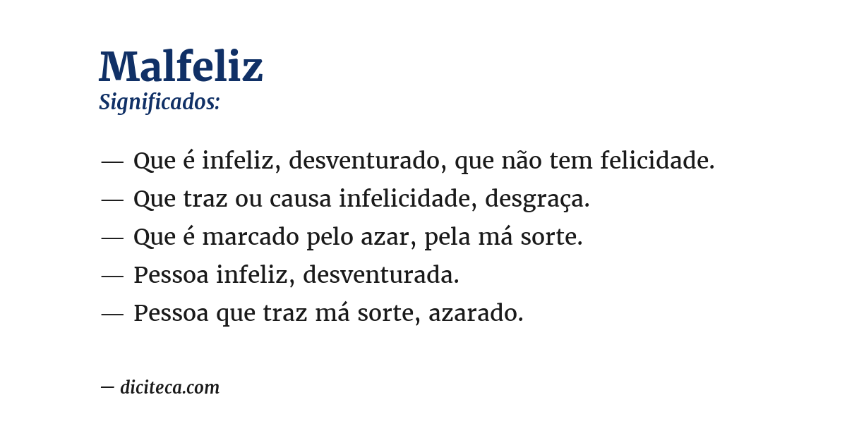 Significado de malfeliz